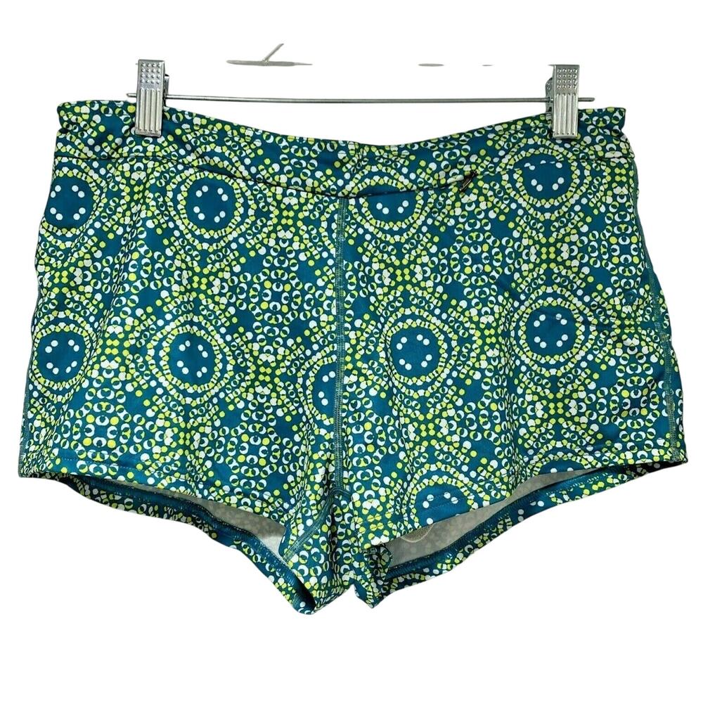 Columbia Omni-Wick shorts ladies M green yellow drawstring waist liner pocket